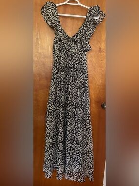 C&A Black & Gray Patterned Maxi Dress